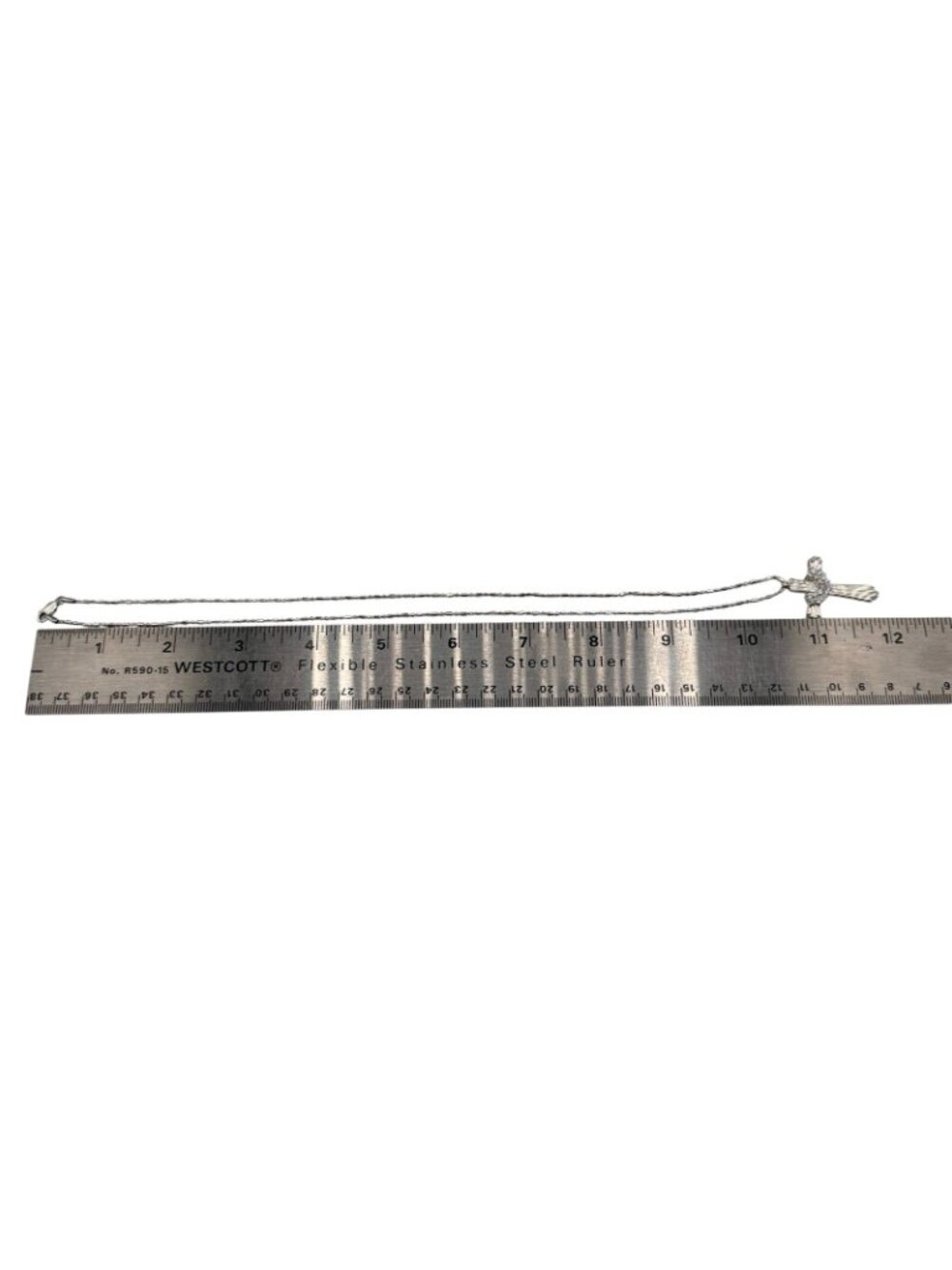 Christian Cross Sterling Silver Pendant Necklace Draped with Elegant Sash 24" - Picture 8 of 16
